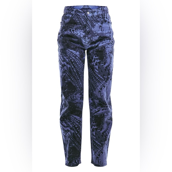 Blue Jeans Print Dipped Waistband Boyfriend Jeans - Picture 2 of 3